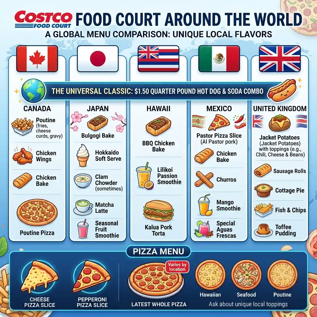 Worldwide Costco menu comparison.