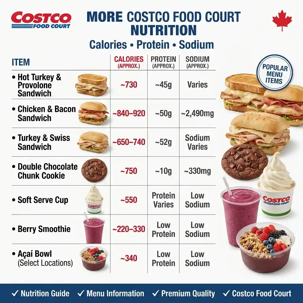 Costco Food Court Calories at a Glance (Quick Reference)