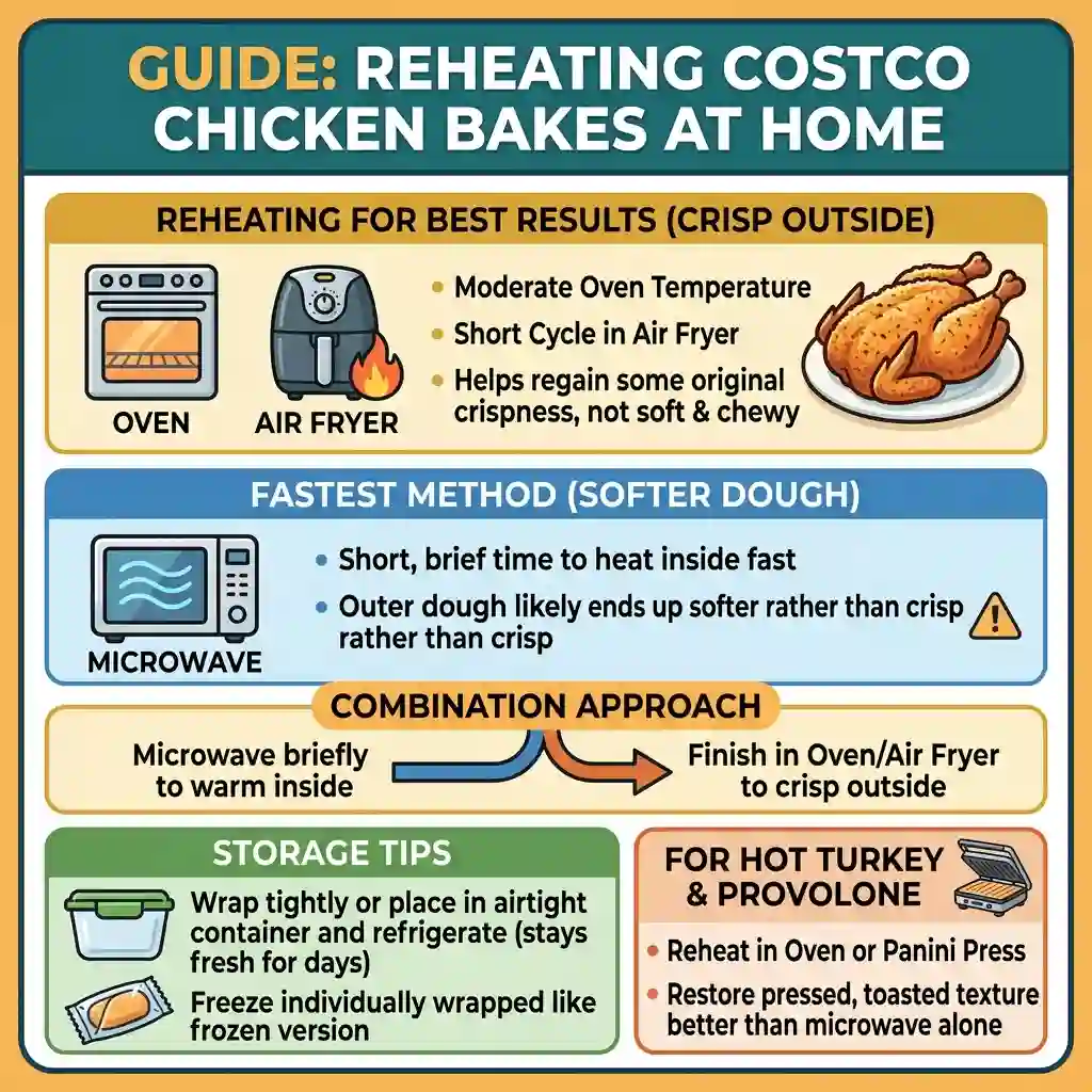 Costco Chicken Bake reheating instructions.